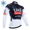 Wielershirt 2025 UAE TEAM EMIRATES Lange Mouw Winter Thermal Fleece Zwart